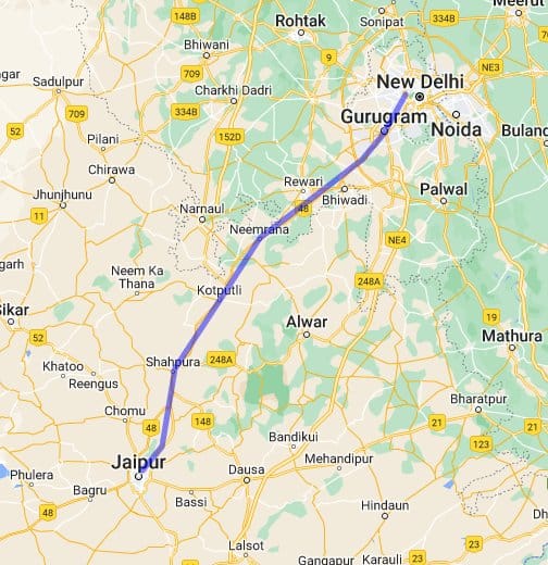 delhi to jaipur route
