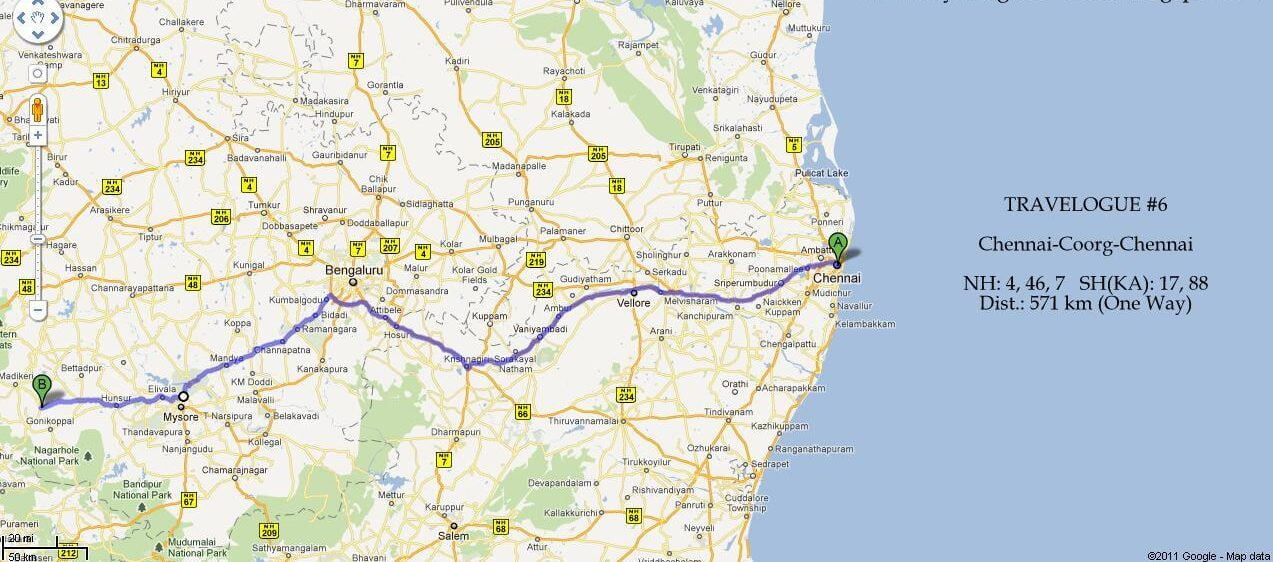 Chennai to Coorg Road trip