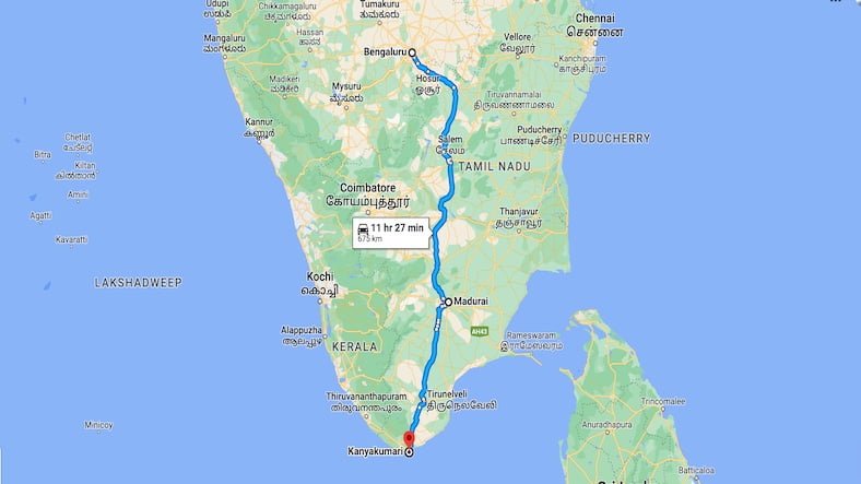 road trip from Bangalore to Kanyakumari