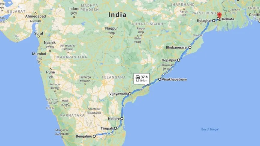 Road trip from bangalore-to-kolkata
